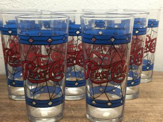 1970 ' s VINTAGE PEPSI - COLA TIFFANY STYLE STAINED GLASS 11 GOOD 3