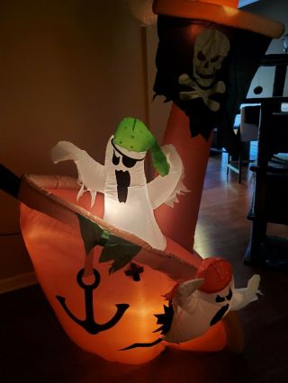 Airblown Inflatable Halloween 6 Ft Lighted Skeleton Ghost Pirate Ship
