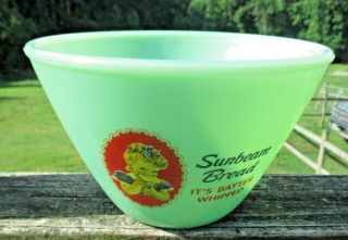 Vintage Advertising Jadeite Sunbeam Bread Mixing Bowl Little Miss Sunbeam