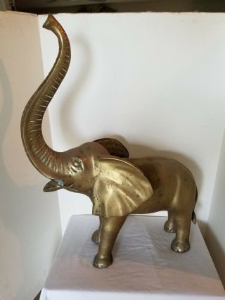Donalpittsle_0 Only Vintage Large 26 " Brass Elephant Standing Trunk Up