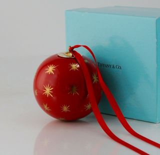 Tiffany & Co.  Red And Gold Porcelain Christmas Ornament