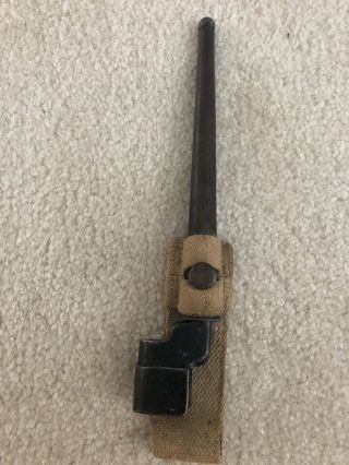 Ww2 Enfield Spike Bayonet With Frog And Scabbard