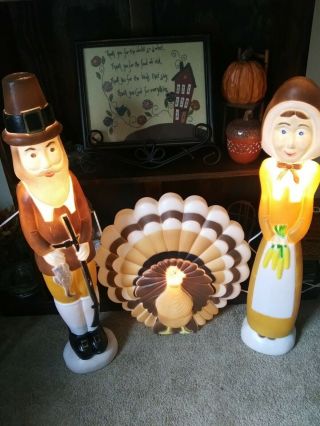 VTG Union Products Don Featherstone Thanksgiving Blow Mold Pilgrims Turkey 2