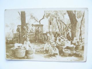Real Photo Postcard Chinese Workers Outside British Army Camp At Chang Chi China