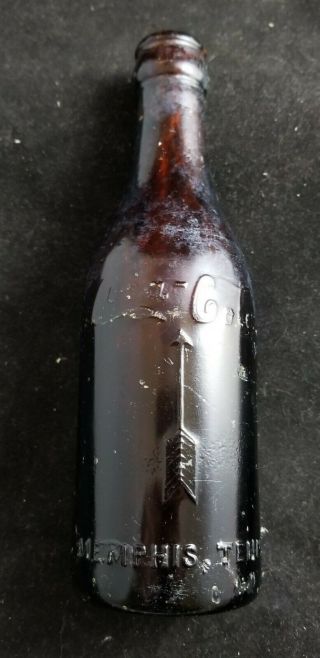 Memphis Tn Amber Arrow Straight Side Embosed Script Coca Cola Bottle 26