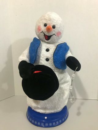 18 " Gemmy Animated Snow Miser Snowman Christmas Spinning Snowflake Blue Vest