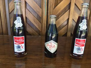 Set Of 3 Bottles Summer Olympics Los Angeles Coca Cola & A&p 125 Years