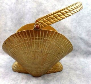 Brass Seashell Sea Shell Planter Basket Nautical Ocean Decor Vintage Large/heavy