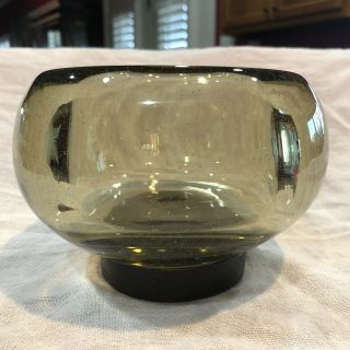 Jan Barboglio Heavy Glass Bowl With Iron Base Handmade In Mexico
