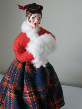Simpich Character Dolls Carolers Lady With Muff And Blue Eyes Early Version