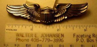 Vintage 3 " Wwii Sterling Usaaf Army Air Force Pilot Wings Badge Pin N.  S.  Meyer