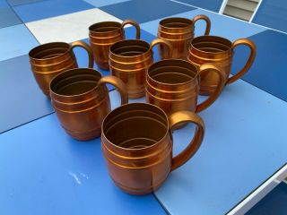 Vtg Mid Century 1950s Cavalier Copper Moscow Mule Barrel Mug Cup National Silver