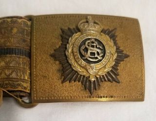 Wwii Kings Crown British Army Service Corps Belt Buckle On Belt With Brocade