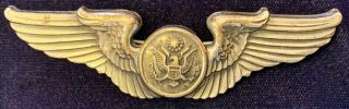 Ww2 Us Army Air Force Sterling Aircrew Wing Pin Back Badge 3 In