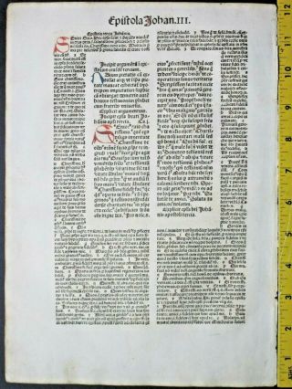 Incunabula,  Latin Bible Lf.  Letter Ii John - Iii John,  Koberger,  1487