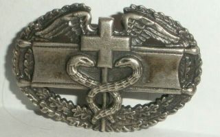 Vintage Wwii Us Army Combat Medic Sterling Silver Badge Pin