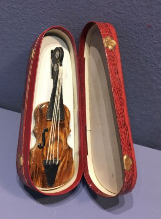 Antique 3 Dimensional Dresden Violin In Case German Christmas Ornament