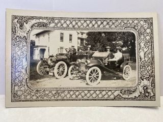 Rppc Real Photo Postcard Victorian Home Hats Women Automobiles Cars Gas Oil Old