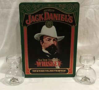 Vintage Jack Daniels Tennessee Whiskey Tin W/ Glasses