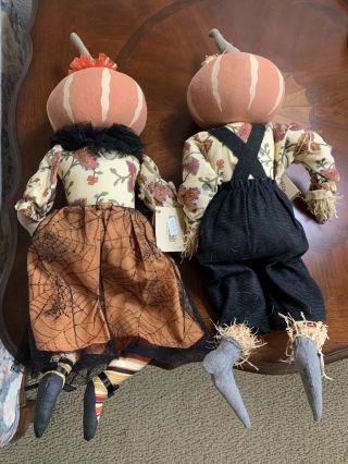 Joe Spencer Gathered Traditions Pumpkin Head Fabric Dolls Parnell & Penelope 2