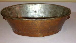 Vintage Antique Primitive Copper Boiler Wash Tub Pot Copper Handles Rivets Band