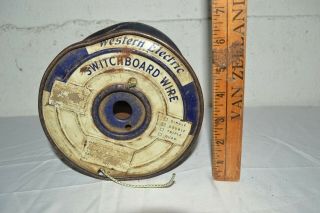 Vintage Western Electric Switchboard Wire Spool 2 Pounds White/green