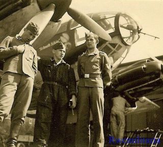 Best Luftwaffe Airmen Posed By He - 111 Bomber W/ Inscription On Nose 1940