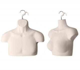 1 Set Male & Female Torsos Flesh With 2 Hangers - Dress Form Mannequin