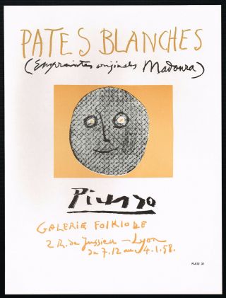 1960s Vintage Pablo Picasso Pates Blanches Galerie Folklore Poster Art Print