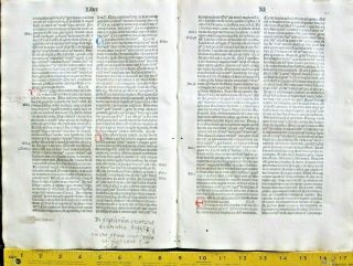 1489 Incunabula Bifolio,  St.  Augustine,  City Of God,  9hdpt.  Init.  Basel,  Amerbach 139f