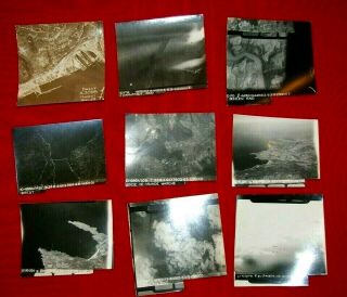 Historic Grouping Of 14 Army Air Corps In Flight & 1 Downed German Plane Photos