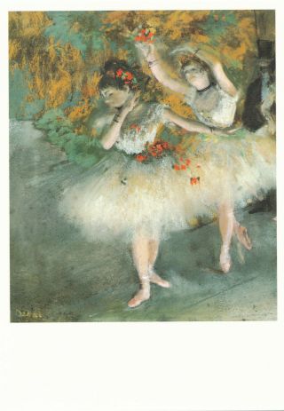 Two Dancers Entering The Stage 1877 - Signed Paint By Edgar Degas Vintage Postcard