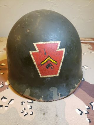 Post Wwii Us 166th Regiment Pa National Guard Helmet Liner