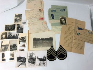 Wwii Letters,  Photos,  Chevrons 746th Tank Battalion Occupied Germany 1945