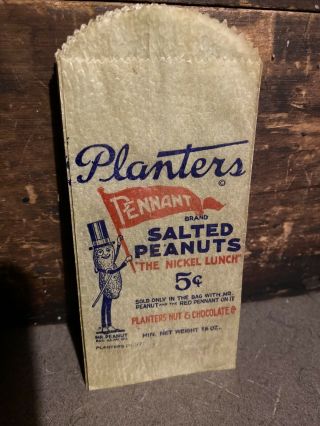 22 Rare 5 Cent Planters Peanuts Wax Wrapper Bag Mr Peanut Pennant Logo