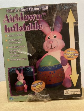 Easter Gemmy Industries 8 Ft.  Airblown Pink Bunny Rabbit & Egg Decoration