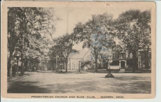 Warren Ohio Presbyterian Church And Elks Club Of Trumbull County 1921 Oh Posted