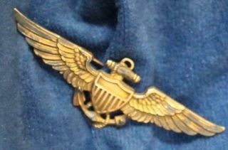 Wwii Us Navy Usn Usmc Aviator Pilot Wings Badge Balfour 1/20 10k Gf Vintage