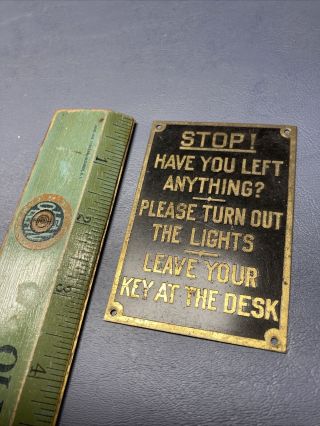 Antique Brass Office Sign Rare Small Sign