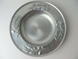 Vintage 10.  75 " Aluminum Serving Dish Embossed Acorns And Oak Leaves 4853