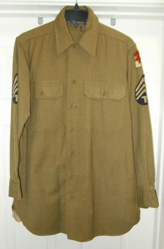 Named Wwii Ww2 Enlisted Army Wool Uniform Shirt Second 2nd Us Army With T/4 Rank