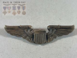 Wwii Ww2 Silver Pilot Wings Clutch Back Us Army Air Force Full Size Wing