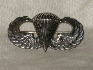 Wwii Us Army Airborne Paratrooper Jump Wings Sterling Meyer Pin Badge