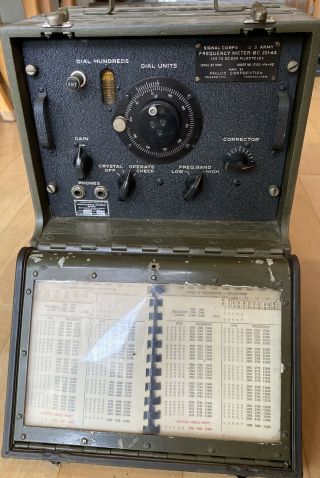 Vintage Us Army Signal Corps Frequency Meter Bc - 221 - Aa Philco Corporation Mfg
