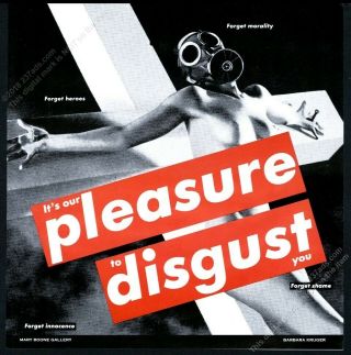 1991 Barbara Kruger Nude Woman Gas Mask Crucifix Photo Great Vintage Print Ad