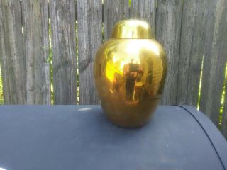 Decorative Crafts Inc Solid Brass Urn / Jar With Lid 7 3/4 " Tall
