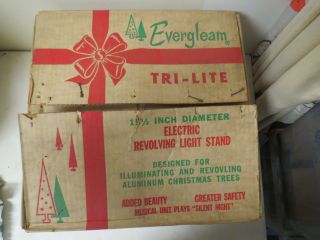 Vintage 1962 EVERGLEAM TRI - LITE Electric Revolving LIGHT STAND for ALUMINUM TREE 2
