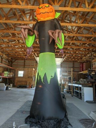 Gemmy Industries Airblown Inflatable Giant Pumpkin Reaper 10 Ft Tall Lights Up