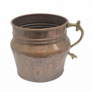 Vintage Hammered Copper Brass Handle Pitcher Pot 6 1/2