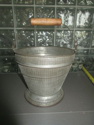 Antique/primitive Hand Made? Tin Footed Pail Bail Handle With Wood